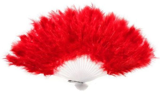 Red Wedding Showgirl Dance Elegant Soft Fluffy Hand Fancy Dance Props Costume Dance Folding Hand Fan Decor