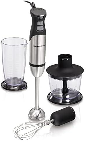 Hamilton Beach 5 In 1 Stainless Steel Hand Blender, Powerful Turbo Boost With Variable Speeds, Chopper, Mixer, Food Processor, Smoothie Maker, 160 Watts, 59769G-Sau, 2 Year Limited Warranty