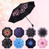 Generic Women Portable Outdoor Sunshade All-weather Umbrella Fashion Printing Triple Folding Parasol Style:(Pink Cherry)