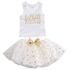 Fashion Baby Kids Girls Summer Top T-shirt Polka Dot Princess Party Tutu Dress 2Pcs Clothes Set(White)