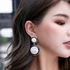 Earrings Gypsy Resin Long Double Circle Korean - Zinc Alloy Silver