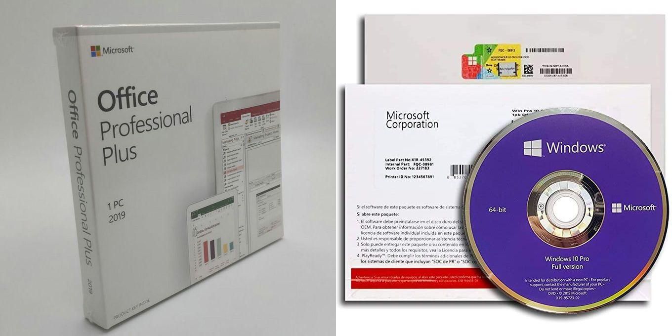 Microsoft Windows 10 Pro 64Bit DVD + Office Pro Plus 2019 64Bit DVD
