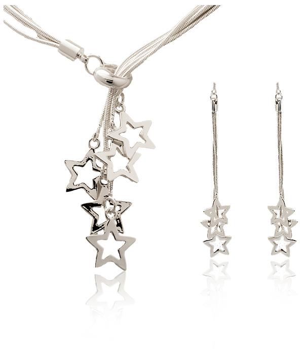 Fashion 925 Silver Hanging Star Jewelry Set