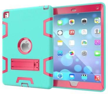 Shockproof Kickstand Hybrid Cover For Apple iPad 2/3/4 9.7-Inch Blue/Pink