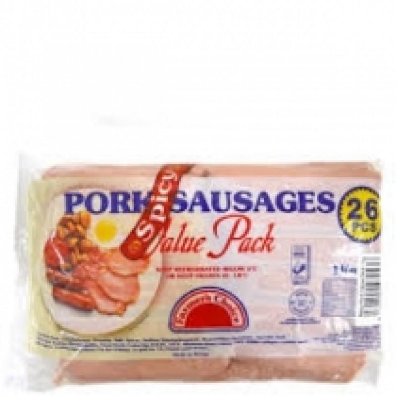 FARMERS CHOICE SPICY PORK SAUSAGES VALUE PACK 1KG