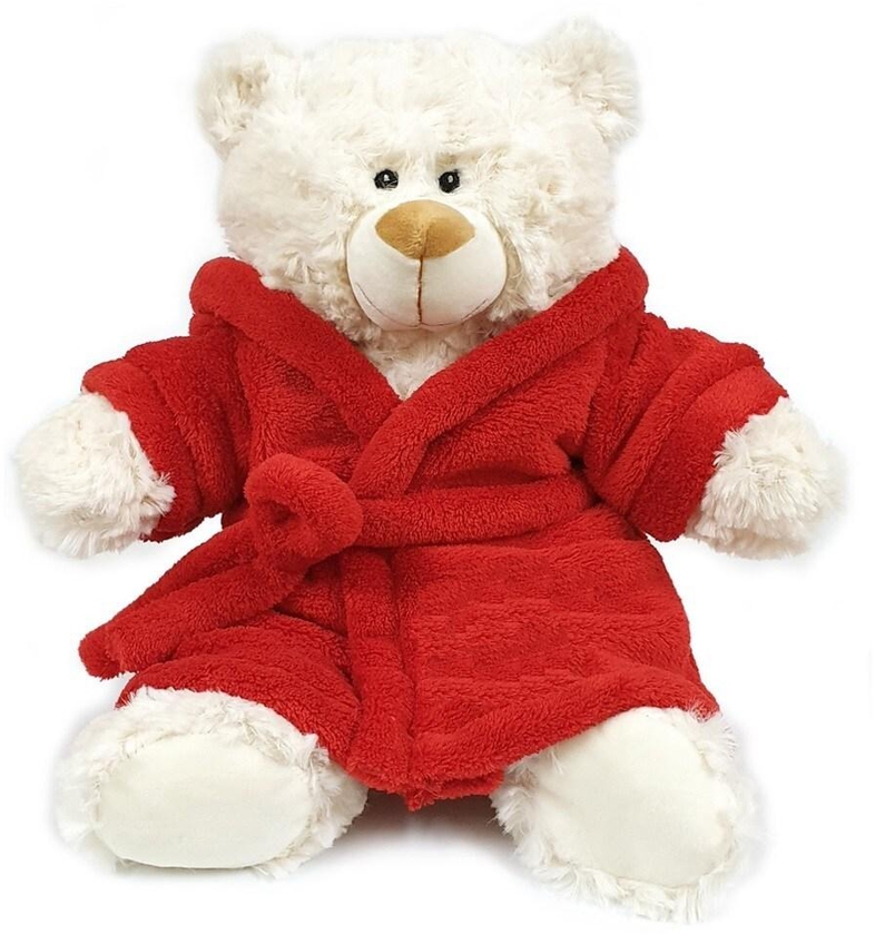 Caravaan - Soft Toy Teddy Cream with Red Bathrobe Size 38cm