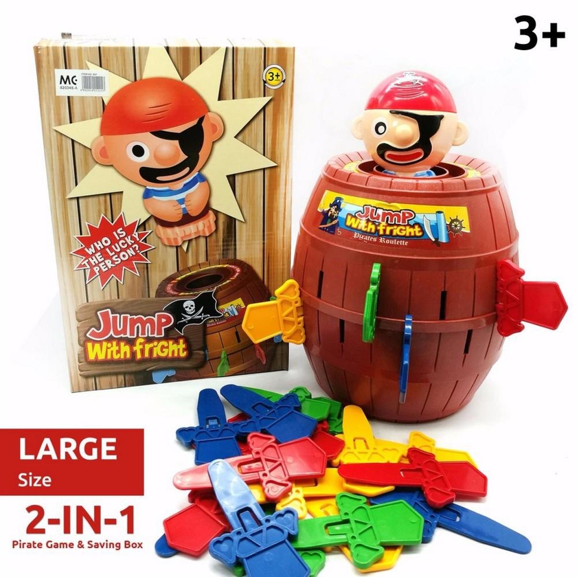 Pirate Barrel Game Saving Box 2-IN-1 Trending Board Game Toys [Large Size]