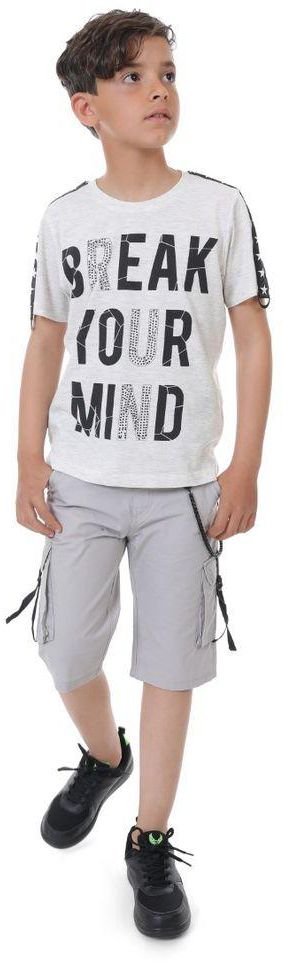 Ktk Gray T-Shirt With Print And Shoulder Details