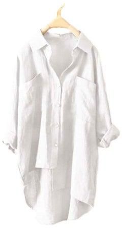 Long Sleeve Dual Pockets Shirt White