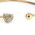 Neworldline Girl Simple Style Love Heart Rhinestone Pendant Open Bangle Bracelet-Gold