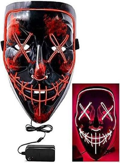 LED Halloween Face Mask Light up Mask Cosplay,Halloween Masks ( Red)