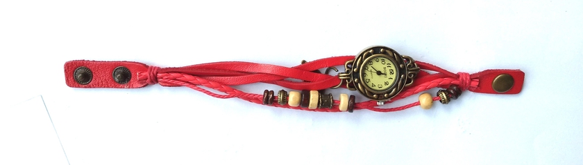 Ladies Red leather Bracelet watch