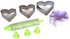 Cake Decoration Set - 3 Heart Cookie Cutters, Decorating Pen, 3 Funnels and 3 Silicon Molds - Multi Color