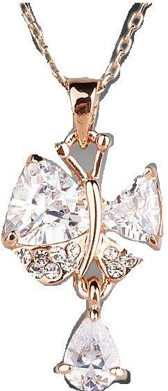 Flying Butterfly 18K Rose Gold Plated With Clear Swiss Cubic Zirconia Pendant Necklace