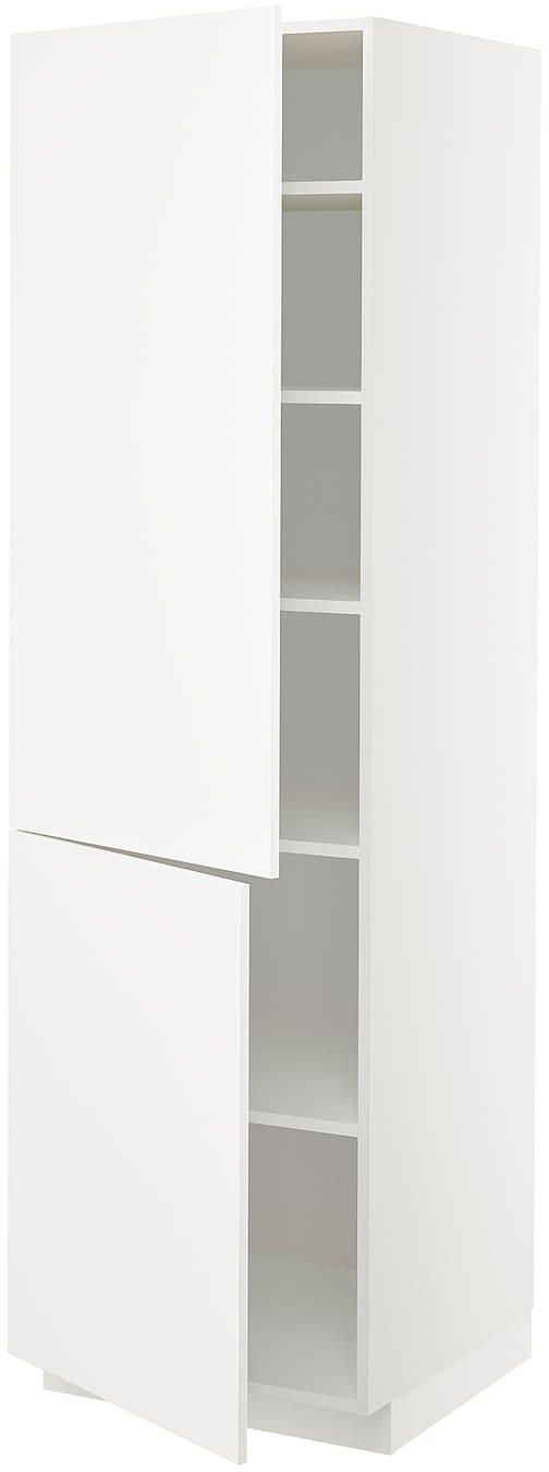 METOD خزانة عالية مع أرفف/بابين - أبيض/Veddinge أبيض ‎60x60x200 سم‏