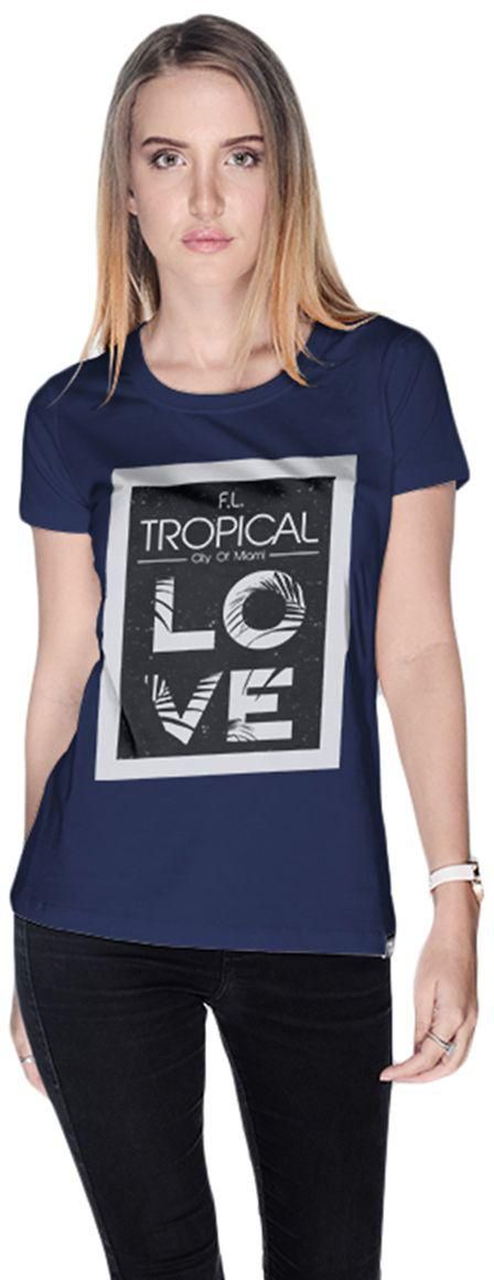 Creo Tropical BeachT-Shirt for Women - S, Navy Blue