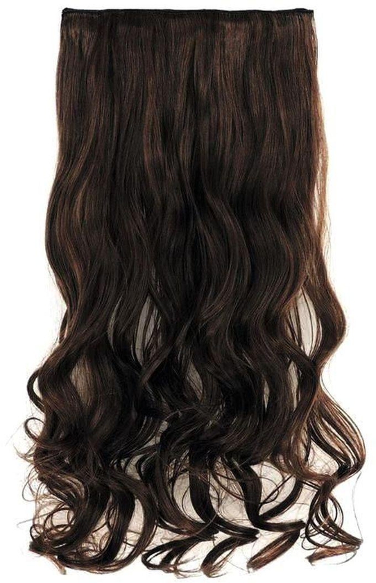 Fluffy Long Curly Hair Extension - Black Brown