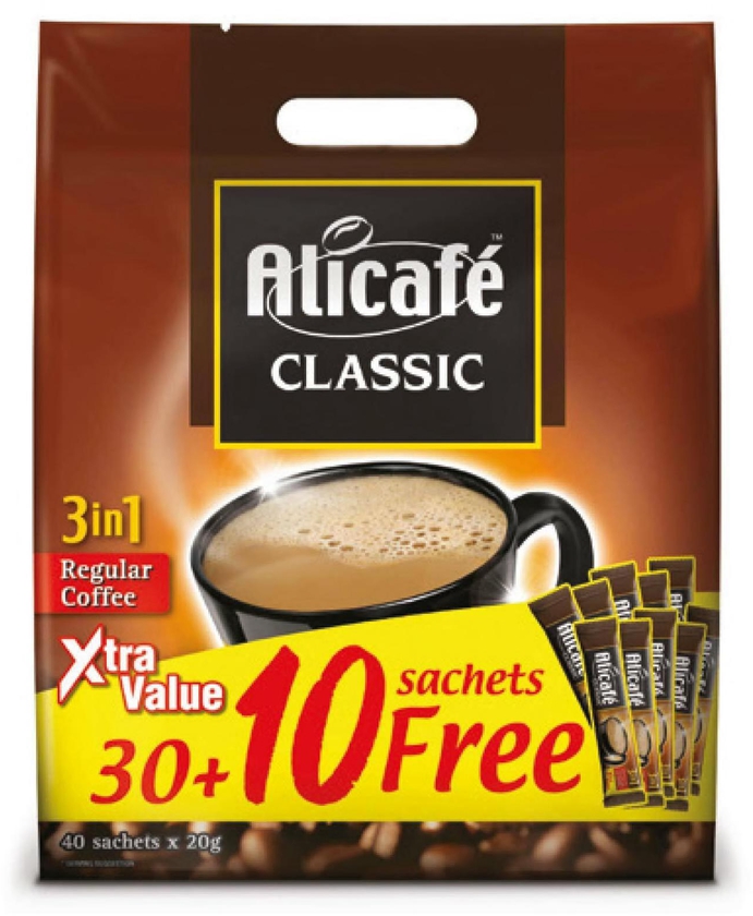 علي كافيه كلاسيك 3 في 1 قهوة عادية 20 جرام × 30 + 10 اكياس مجانا