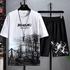 Summer Men's Fashion New Fashion Brand Ice Silk Set Casual Summer Versatile Youth Men's Loose T-shirt