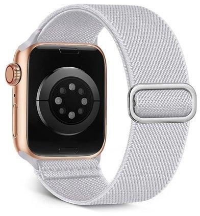 Nylon Solo Loop Stretchy Straps For Apple Watch Band 4 41mm 40mm 38mm, Elastic Wristbands for iwatch Ultra/Ultra 2 Series 9 8 7 6 5 4 3 2 1 Se Silver