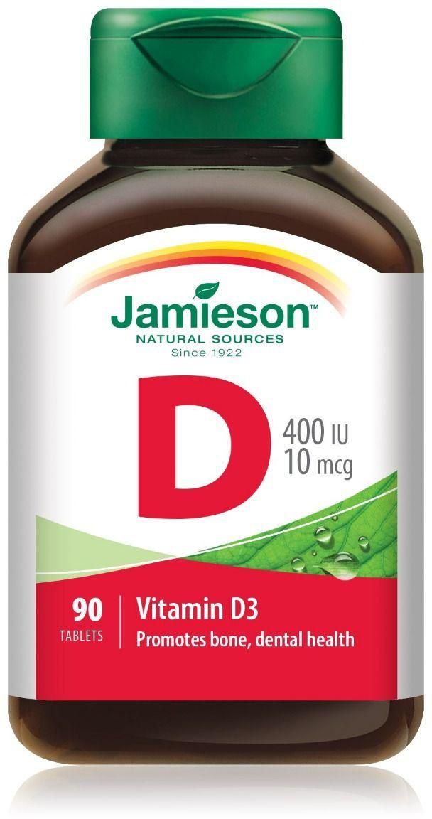 Jamieson, Vitamin D3 400 IU 10 Mcg, Vitamin D Supplement, For Bone Health - 90 Tablets