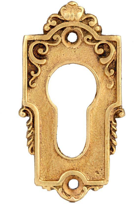 Ornate Bronze Keyhole Escutcheon Plate, 7 x 3.5 cm
