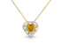 Vera Perla 18K Solid Gold and 0.08Cts Diamonds and 5mm Genuine Citrine Heart Necklace