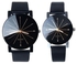 Fashion Couple Quartz Dial Clock Leather Wrist Watch Black