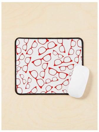 Glasses Pattern Mouse Pad Red