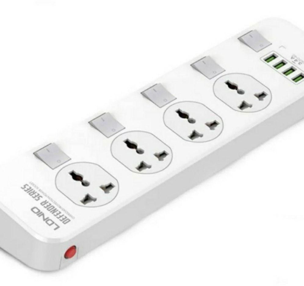 LDNIO SC4408 Socket Smart Extension Power Strip Charger Adapter with 4 USB Port