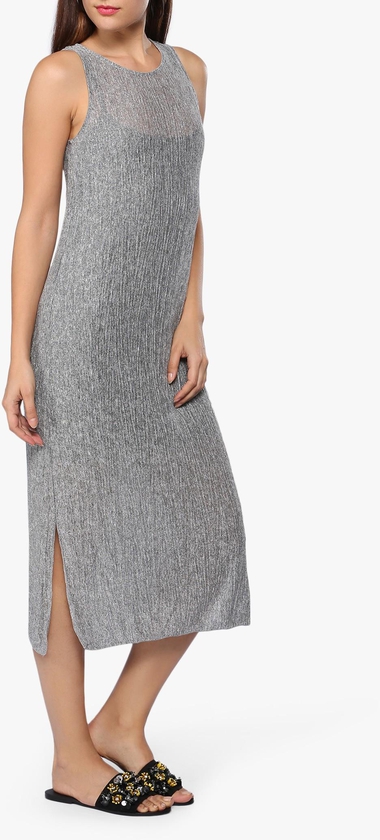 Grey Stripe Textured Dress