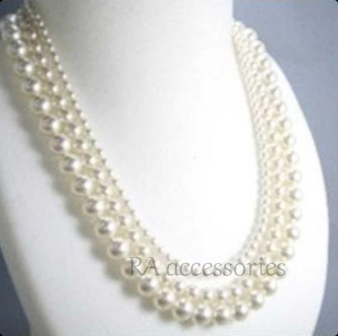 RA accessories Women Necklace-Multi Layered Pearls -*off White