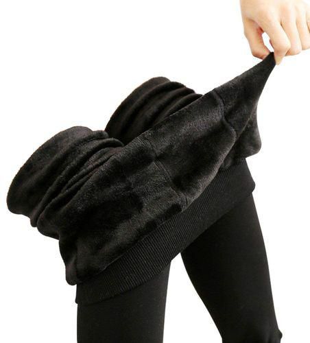 Black Winter Warm Women Velvet Elastic Leggings Pants Fleece Lined Thick Tights Small Size