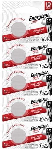 Energizer ENERGIZER Electronics CR2016 3V Lithium Battery Pack of 5, Lithium Cells in Original Blister Pack of 5