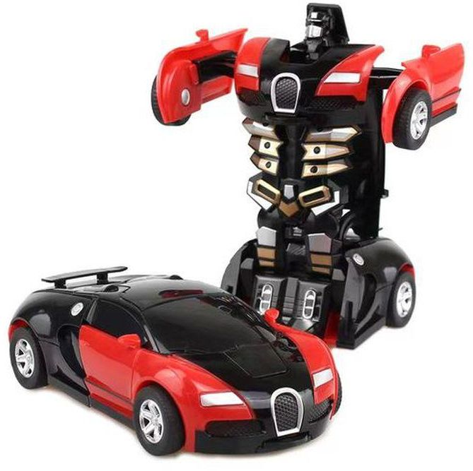 Car Inertial Transformer Robots Toy - Black And Red Door