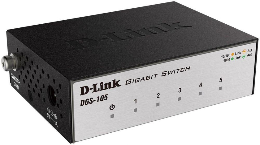 DGS-105 DLink 5-Port Gigabit Unmanaged Metal Switch