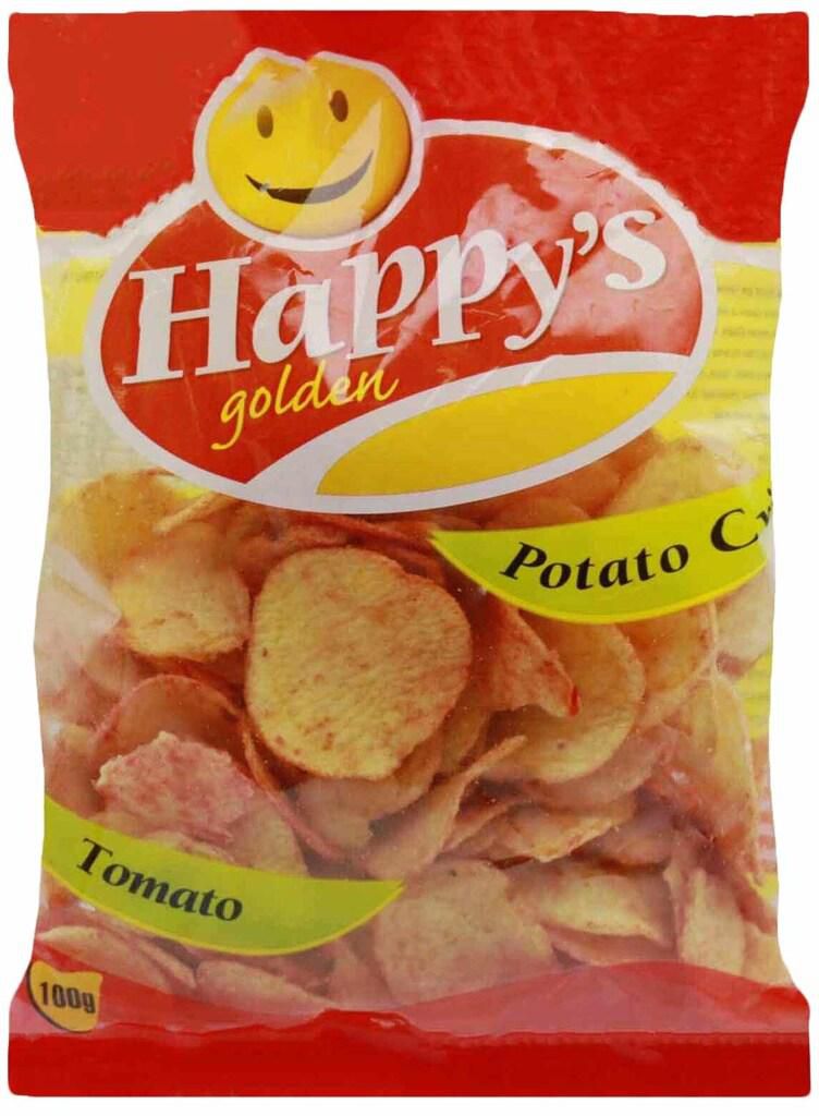 Happys Golden Tomato Potato Crisps 100g