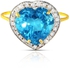 Vera Perla Women's 18K Gold Heart Swiss Blue Topaz 0.14Ct Diamonds Ring - Size 6.5 US