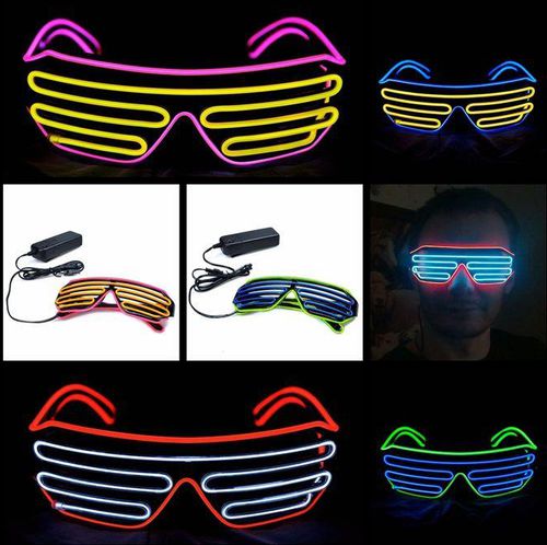 8 Modes LED Light Up Shutter EL Wire Glasses Glow Frame Dance Party Club Glasses 