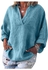 Stylish Long Sleeve Loose T-Shirt Blue