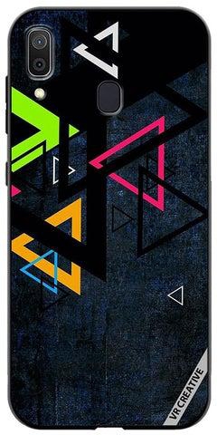 Protective Case Cover For Samsung Galaxy A30 Multiple Triangle Design Multicolour