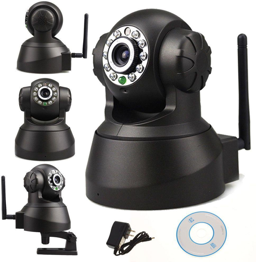 720P Wireless WIFI IP Camera NightVision 2-Way Audio Pan/Tilt Security CCTV Cam Black