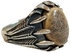 Sherif Gemstones خاتم فضة عيار 925 بحجر جلد الثعبان طبيعي اصلي تماما مناسب للجنسين ( حجم وسط )
