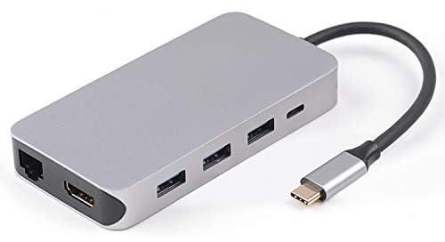 محول USB C، موزع USB C، محول 9 في 1 من النوع سي مع HDMI 4K ومنفذ ايثرنت ومنافذ USB 3.0 وPD وSD/TF متوافق مع ابل ماك بوك برو وجوجل كروم بوك والمزيد من اجهزة اللابتوب من النوع سي