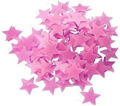 100pcs Plastic 3D Stars Glow in the Dark Stickers Night Luminous Wall Decal Sticker Pink