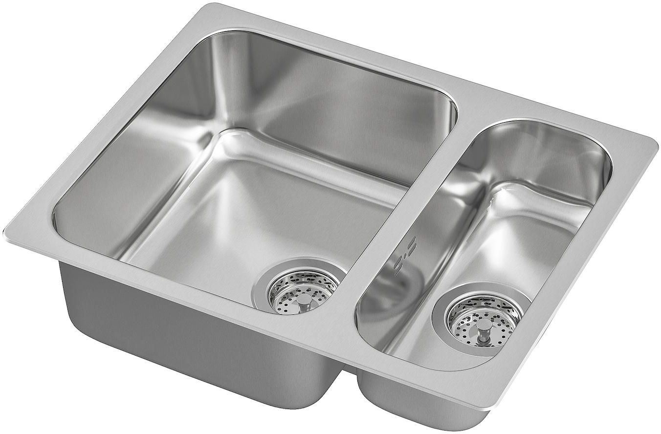 HILLESJÖN Inset sink 1 1/2 bowl - stainless steel 58x46 cm