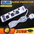 SUM 3 Way 2USB 13A Extension Trailing Socket with Surge Protector (White)