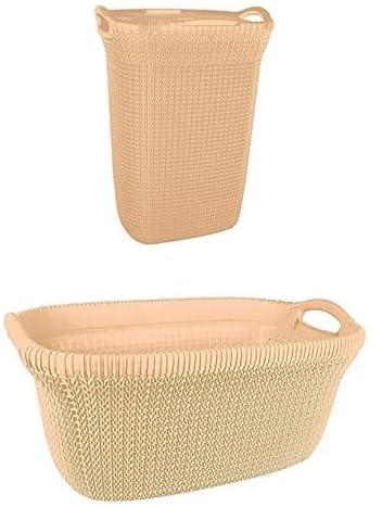 Laundry Basket Palm Baige + El Helal & Star Palm Oval Laundry Basket - Beige