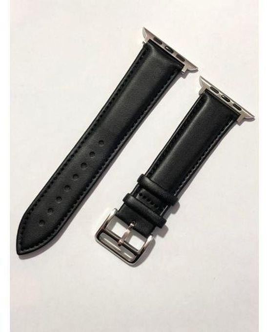 Apple Watch Series 4/5/6/7/8 حزام جلد عالي الجودة - 42/44/45 ملم - أسود