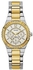 Guess Unisex Gold Dial Stainless Steel Band Watch - U0845L5